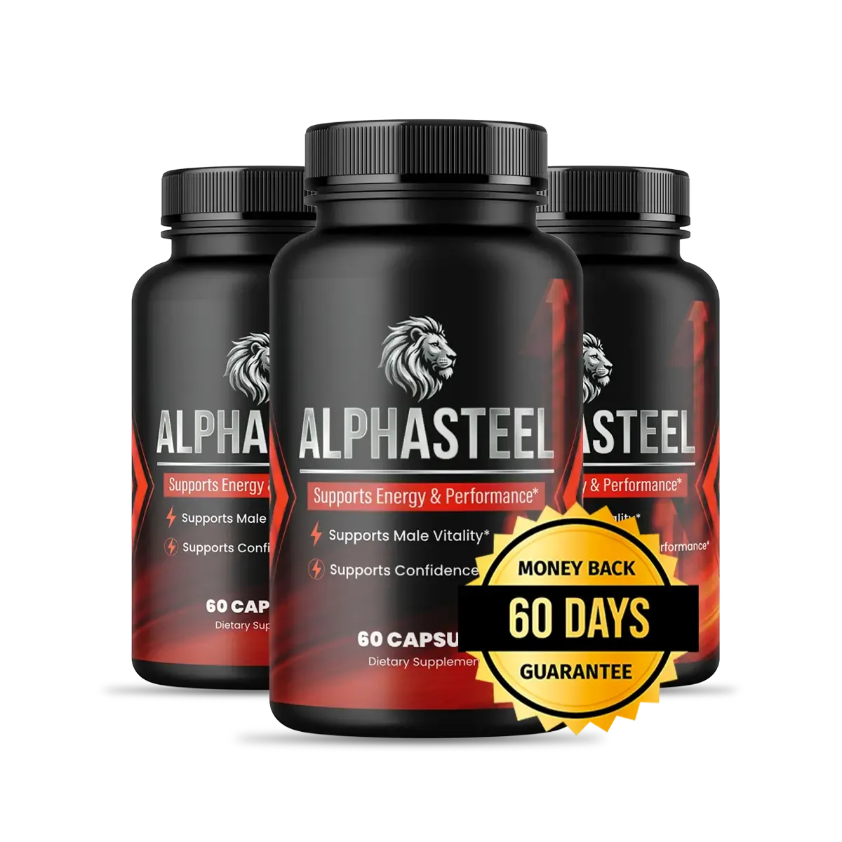 Alphasteel 3 Bottle Pack – Daily Men's Vitality & Wellness Support Formula
